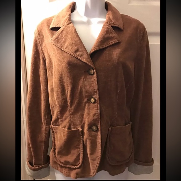 SUNDANCE Dusty Mauve Corduroy Jacket Coat Blazer Contrasting Arm Cuffs Light - Picture 8 of 8